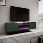 RTV cabinet with an electric fireplace ONDA 180 5x40xH58 39 green (standing or wall mounted) - imagine 2