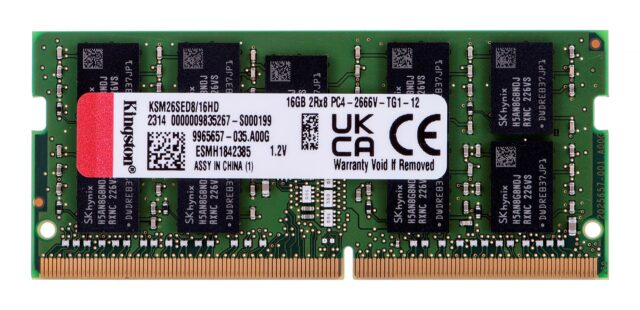 Kingston SODIMM ECC 16GB DDR4 2Rx8 Hynix D 2666MHz PC4-21300 KSM26SED8/16HD - imagine 2