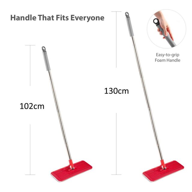 Flat Mop + Bucket + Telescopic Pole + 2 x Microfibre Pad 5.7L Floor Cleaning XXL Set Rotating Head - imagine 7