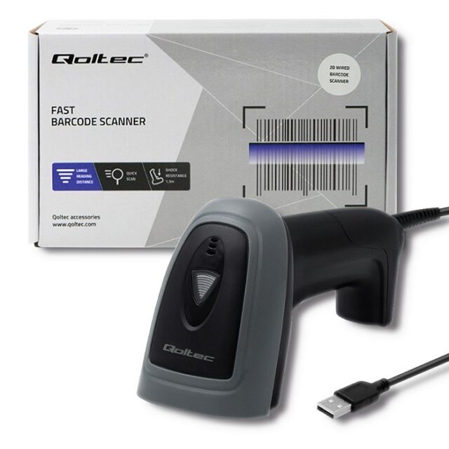 Qoltec 50863 Wired QR & BARCODE Scanner | USB - imagine 4