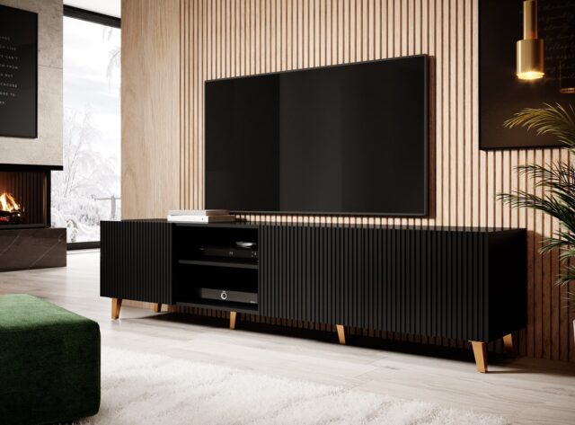 Cama RTV cabinet PAFOS 200x42x52 Black matt - imagine 3