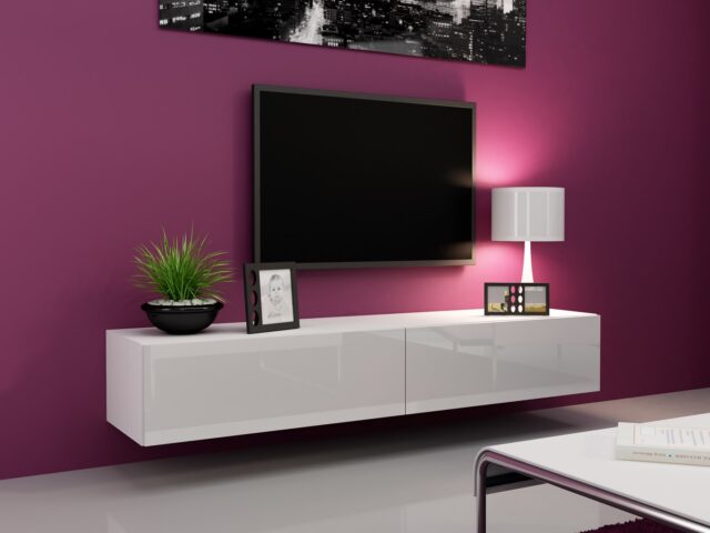 Cama TV Stand VIGO '180' 30/180/40 white/white gloss - imagine 5