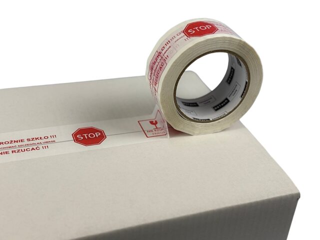 BSTech tape adhesive with print 48x100m  Careful glass - imagine 5
