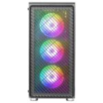 Mars Gaming MC-F Black  ATX Gaming Semitower  Full Tempered Glass Window  Metal-Mesh Front  4x 120mm ARGB Fans - imagine 2