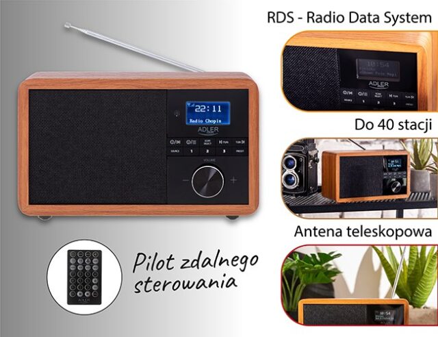 Adler AD 1184 radio Portable Digital Black  Wood - imagine 14