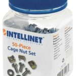Intellinet Cage Nut Set (50 Pack)  M6 Nuts  Bolts and Washers  Suitable for Network Cabinets/Server Racks  Plastic Storage Jar  Lifetime Warranty