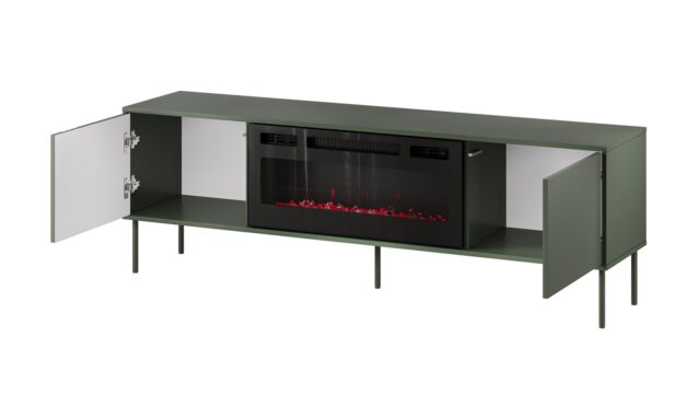 Cama RTV cabinet EF + fireplace black TRESSE 180x40x54.5 matte green - imagine 2