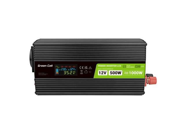 Green Cell PowerInverter LCD 12V 500W/10000W car inverter with display - pure sine wave - imagine 2