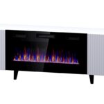 RTV cabinet PAFOS EF with electric fireplace 180x42x49 cm white matt
