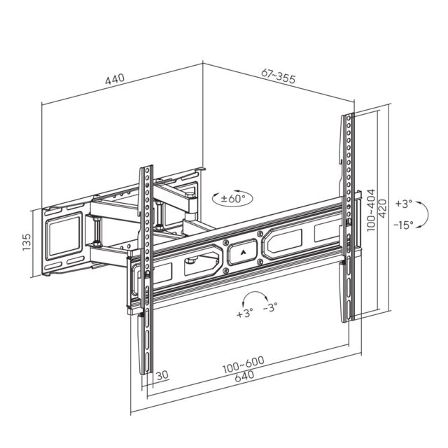 Maclean TV mount  max vesa 600x400  fits curved TVs  37-80   40kg  MC-710N - imagine 4