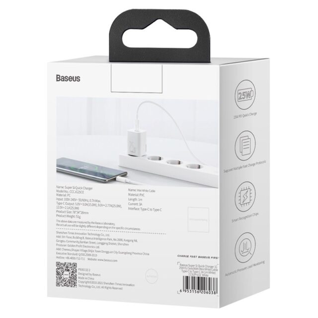 BASEUS MAINS CHARGER WITH CABLE TZCCSUP-L02 1C - imagine 12