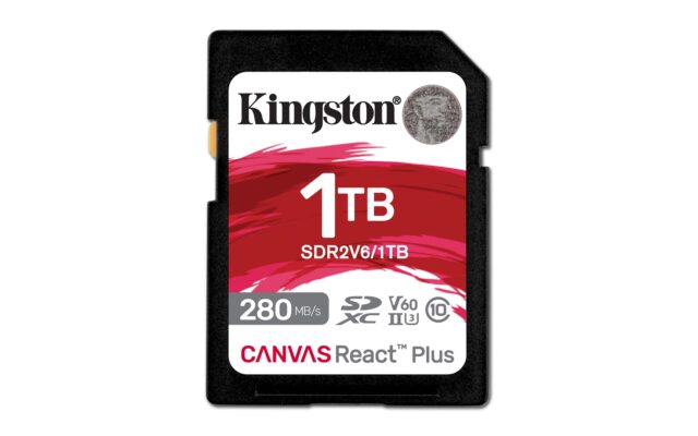 Kingston Technology 1TB Canvas React Plus SDXC UHS-II 280R/150W U3 V60 for Full HD/4K - imagine 2