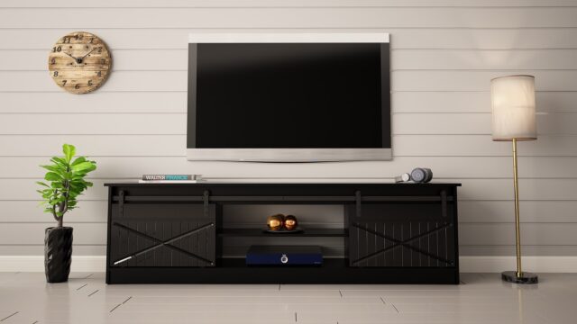 RTV GRANERO 200x56.7x35 black/black gloss cabinet - imagine 4