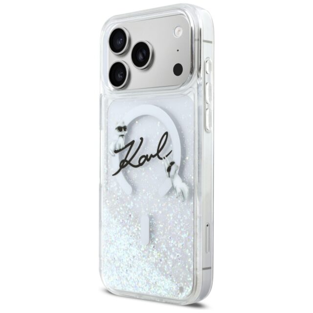 Case Karl Lagerfeld Liquid Glitter Karl  Script Logo MagSafe for iPhone 17 Pro Max transparent - imagine 2