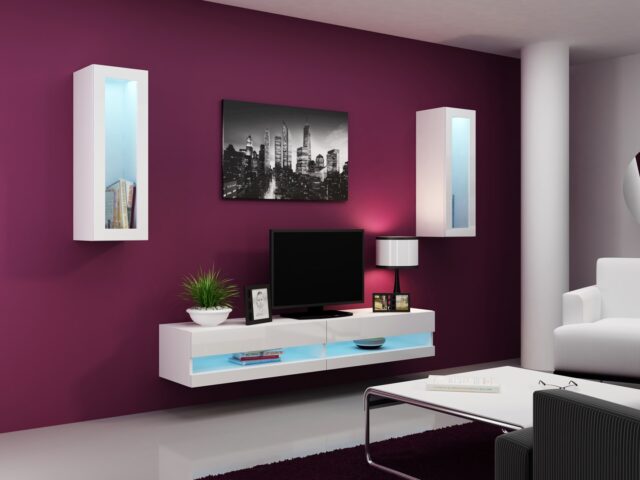 Cama TV stand VIGO NEW 30/140/40 white/white gloss - imagine 7