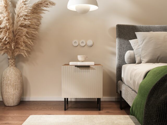 Cama Bedside cabinet  2 pcs. ALMERA 50x42x44 walnut/cashmere - imagine 3