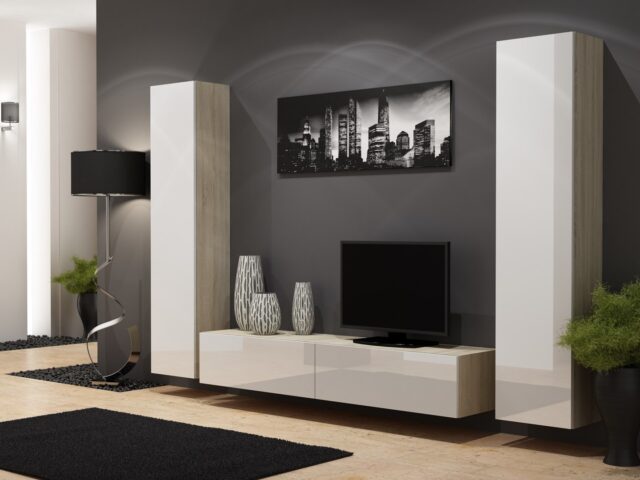 Cama Full cabinet VIGO '180' 180/40/30 sonoma/white gloss - imagine 3