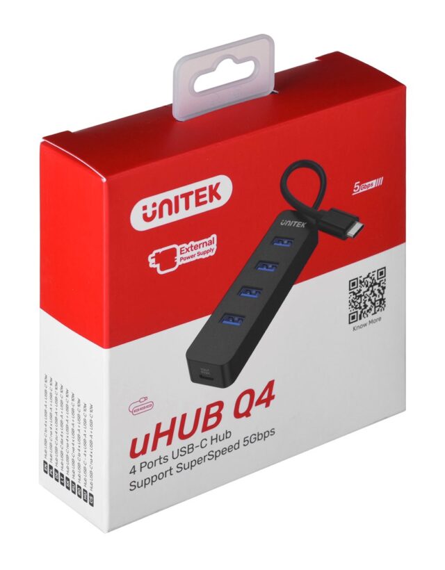 UNITEK HUB USB-C 4XUSB-A 3.1  ACTIVE  10 WATT H1117B - imagine 5