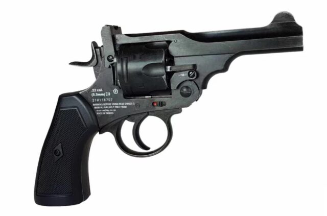 WEBLEY MKVI .455 Police cal.5.5 mm Diabolo cartridge revolver 6-shot. 4’ barrel CO2 Battlefield Ekp to17J - imagine 6