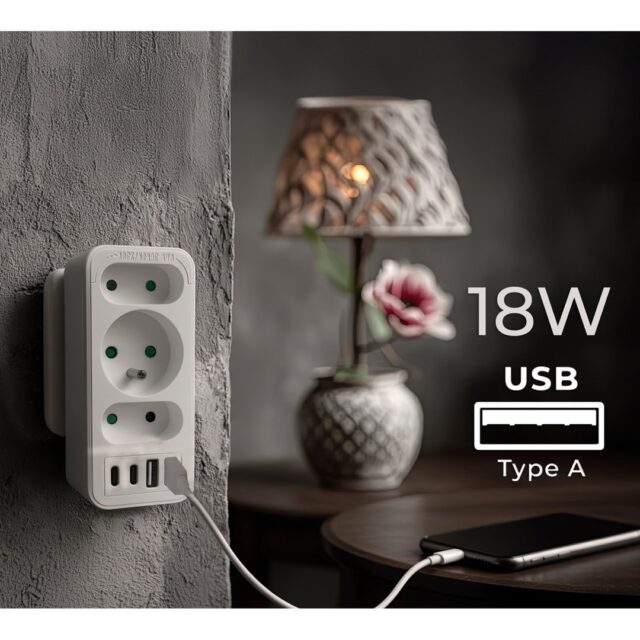 Current socket x3 + 4xUSB Maclean  splitter with 3 sockets  2xUSB A  2xUSB C PD 20W  1x16A + 2x6A  MCE248 F/W - imagine 12