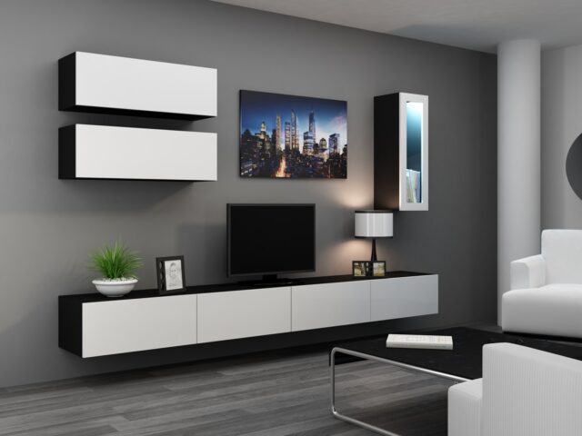 Cama TV stand VIGO 140 30/140/40 black/white gloss - imagine 9
