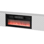 Cama RTV cabinet LARA 183x35x37 white matt + black fireplace