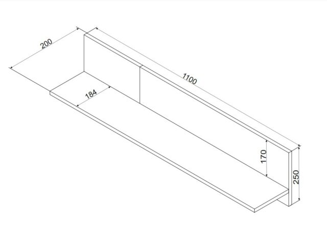 Cama MERCI shelf 110x20x25 black/oak artisan - imagine 3