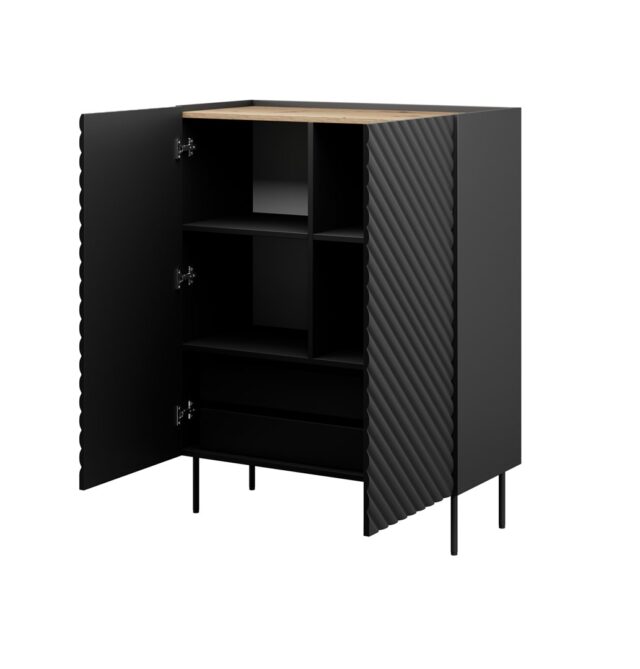 Bookcase 2D2SZ ONDA 98x45x127 black - imagine 2