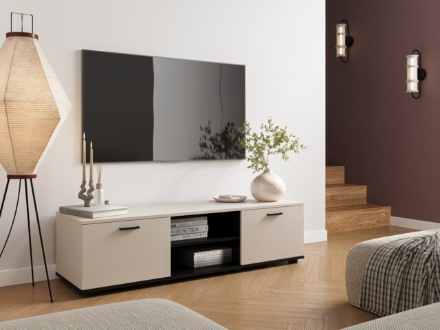 Cama SOHO TV cabinet 140x43x37 cashmere + black - imagine 3