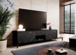 RTV cabinet MARMO 2D1S1K 195x40x47.5 cm black matt/marble black - imagine 3
