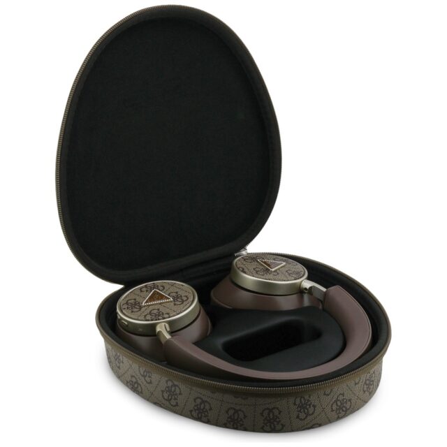 Headphones Guess 4G Triangle Logo Bluetooth ENC brown - imagine 5