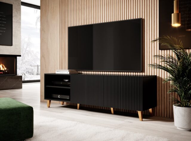 Cama RTV cabinet PAFOS 150x42x52 Black matt - imagine 6
