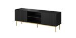PAFOS RTV cabinet on golden steel frame 150x40x60 cm matte black