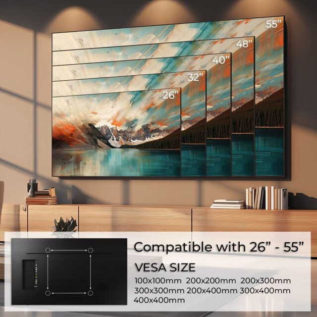 MACLEAN BRACKETS MC-862 Original Extra Sturdy Adjustable Easy Installation TV Bracket 26-55  40kg Universal Black max Vesa 400x400 - imagine 10