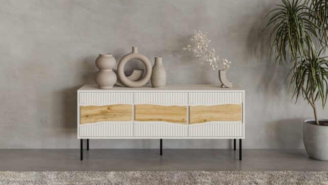 Cama INSERTO 3D TV cabinet 143.5x40x61.5 cashmere + LED - imagine 6
