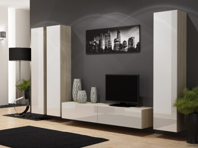 Cama Full cabinet VIGO '180' 180/40/30 sonoma/white gloss - imagine 4