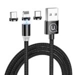 USAMS Kabel magnetyczny U-Sure 3w1 1mczarny/black (lightning/microUSB/USB-C) SJ438USB01 (US-SJ438)