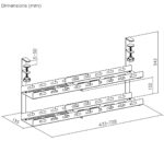 Maclean under-desk cable organizer  max. load 5kg  max. 728mm  2 levels  white  MC-102 W - imagine 3