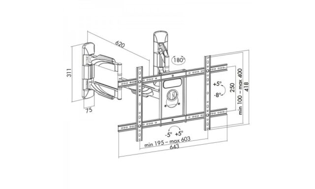 ART AR-85 LCD/LED TV MOUNT 32-70  45KG VERTICAL/HORIZONTAL ADJUSTMENT - imagine 3