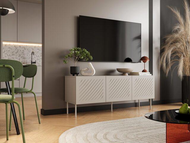 Cama RTV cabinet SIENA 150.5x40x60 cashmere matt - imagine 3