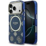 Case Guess IML Peony Dot MagSafe for  iPhone 17 Pro blue