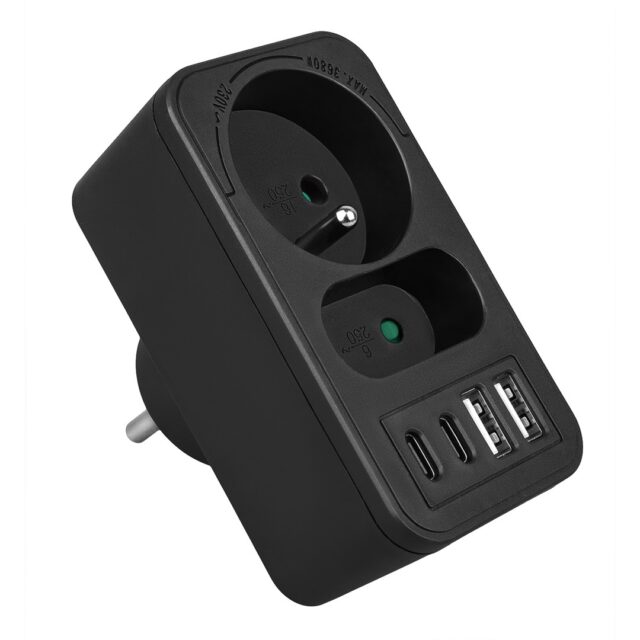 Maclean current socket x2 + 4xUSB  splitter with 2 sockets  2xUSB A  2xUSB C PD 20W  1x16A + 1x6A  MCE249 F/B - imagine 7