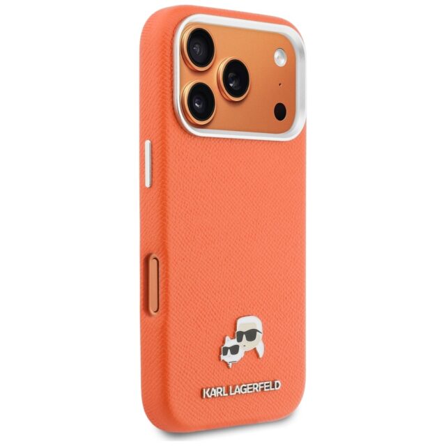 Case Karl Lagerfeld Karl & Choupette     Head Pins Saffiano MagSafe for iPhone 17 Pro Max orange - imagine 4