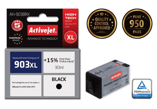 Activejet AH-903BRX Ink (replacement for HP 903XL T6M15AE; Premium; 30 ml; black) - imagine 2