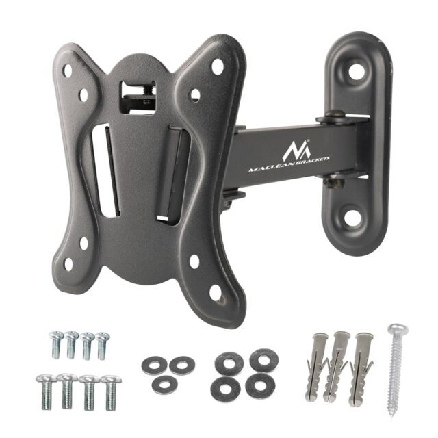 Maclean MC-416 TV Monitor Wall Mount 13 -32  30kg Tilt Rotate max. VESA 100x100 Black Powder Coating LED OLED LCD Universal Bracket Holder - imagine 8