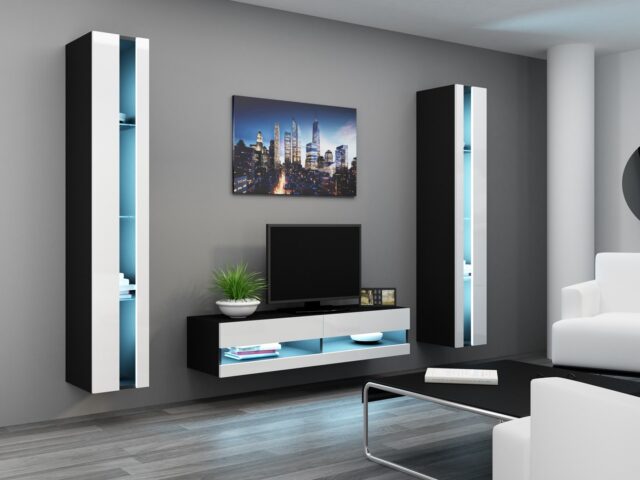 Cama Shelf unit VIGO NEW 180/40/30 black/white gloss - imagine 3