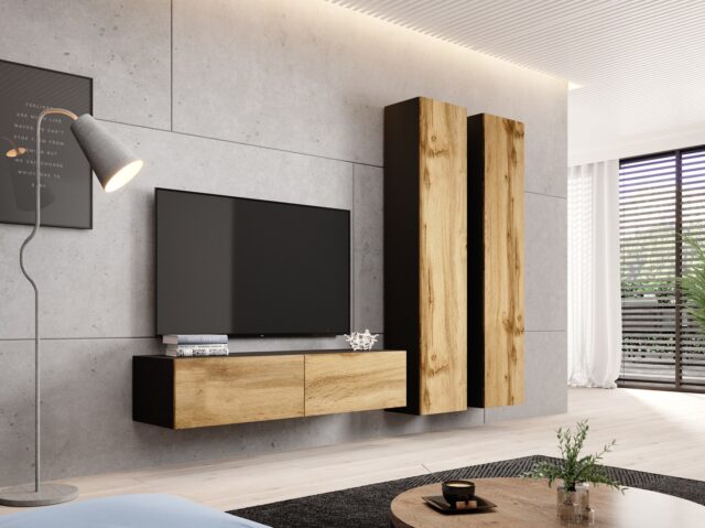 Cama full cabinet VIGO '180' 180/40/30 black/wotan oak - imagine 5
