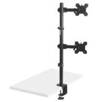 Maclean MC-967 Double Vertical Monitor Desk Mount Screen Holder max VESA 100x100  13-27   2x 9kg Powder Coated Tilting Rotating Adjustable - imagine 5