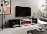 RTV cabinet POLO 180x33x39 black + fireplace white - imagine 3
