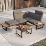 Corner garden lounge set or 2 sofas + table NUVIO grey - imagine 2